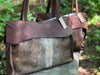 Brown Cowhide totes -Natural edge leather top