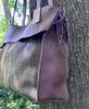 Brown Cowhide totes -Natural edge leather top