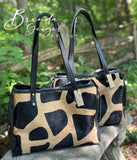 Cowhide Tote ~ Stamped giraffe print