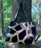 Cowhide Tote ~ Stamped giraffe print