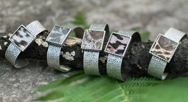 Cuff Bracelet with Leather Inlay