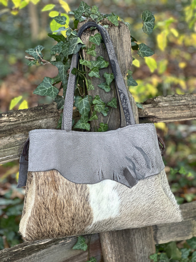 Cowhide Tote Camel/Grey