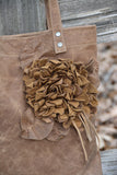Light Brown Tote with Leather Flower