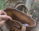 Light Brown Tote with Leather Flower