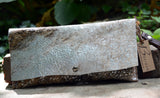 Metallic Brown and White Cowhide Clutch