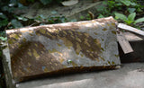 Metallic Tan and White Cowhide Clutch