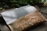 Metallic Tan and White Cowhide Clutch