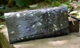 Metallic Silver and Black Cowhide Clutch