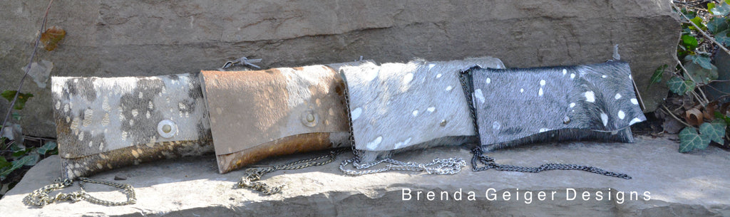 Metallic Cowhide Clutch with Crossbody Chain
