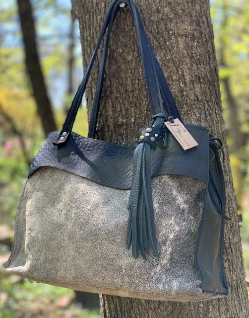 Two Toned Cowhide Tote