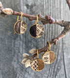 Small Bezel Snakeskin Print and Hair on Cowhide earrings