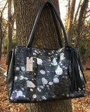 Black and Silver Metallic Cowhide Tote