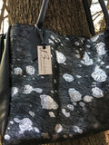 Black and Silver Metallic Cowhide Tote