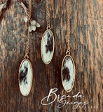 Cowhide Pendant necklace Long Oval