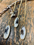 Cowhide Pendant necklace Long Oval
