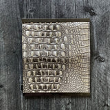 Leather Wristlet Wallet - Grey Embossed Print