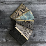 Leather Wristlet Wallet - Grey Embossed Print