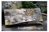Metallic Cream and Tan Cowhide Clutch