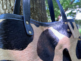 Cowhide Tote ~ Stamped giraffe print