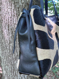 Cowhide Tote ~ Stamped giraffe print