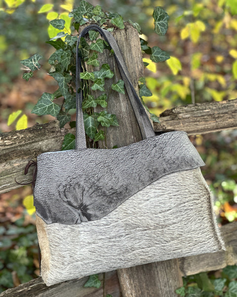 Cowhide tote - Camel/Grey