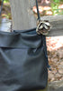 Black Hobo Bag with Leather Flower