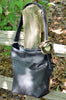Black Hobo Bag with Leather Flower