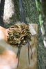 Cognac Leather  Purse with Leather Flowers
