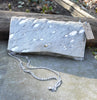 Metallic Cowhide Clutch with Crossbody Chain