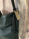 Black Leather  Wrinkled Hobo Purse