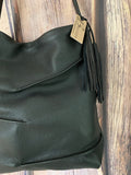 Black Leather  Wrinkled Hobo Purse