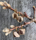 Small bezel Cowhide Earrings