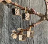 Small Bezel Light and Dark Cowhide Earrings