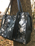 Black and Silver Metallic Cowhide Tote