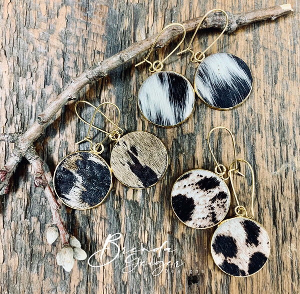 Cowhide Circle earrings