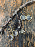 Cowhide small circle drop earrings