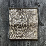 Leather Wristlet Wallet - Grey Embossed  Print